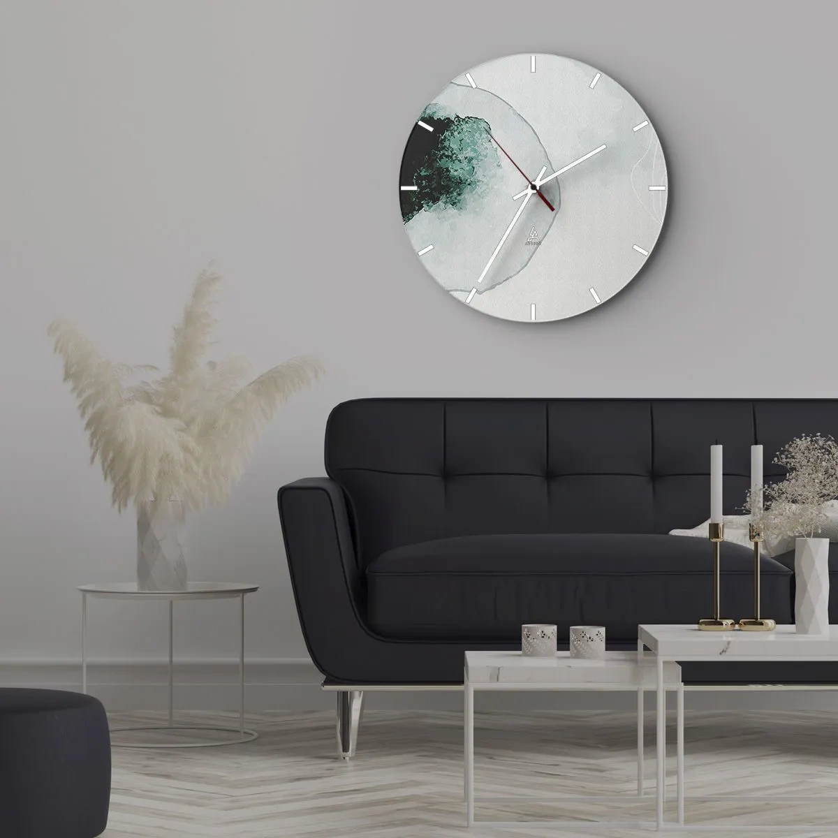 Wandklok - Klok - Een artistieke compositie die lijkt op een druppel water met groen - 30x30cm - In een druppel water - Moderne wanddecoratie voor woonkamer, keuken en slaapkamer ARTTOR
