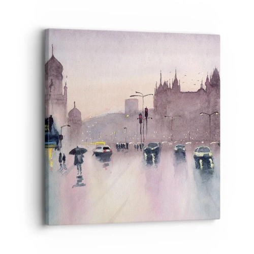 Schilderen op canvas - In de regenachtige nevel - 30x30 cm