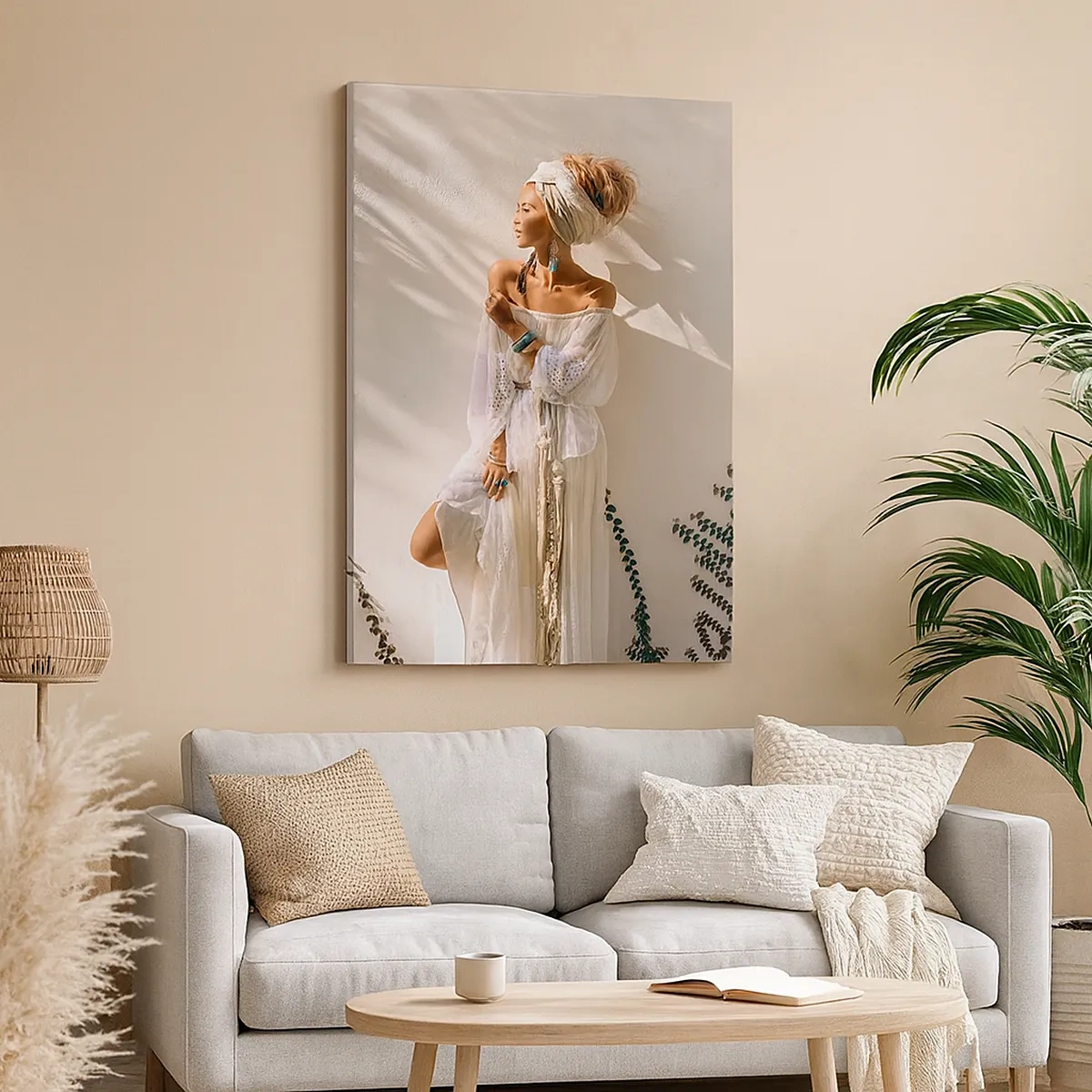 Schilderen op canvas - De zon en het meisje - 50x70 cm