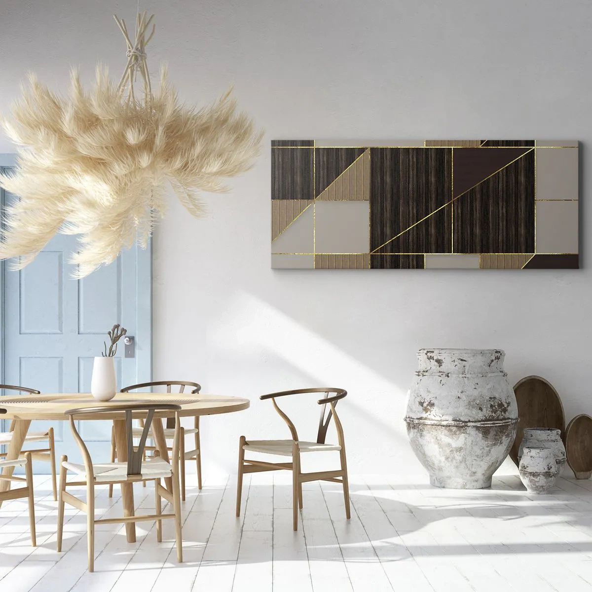 Schilderen op canvas - Een mozaïek van bruin en goud - 160x50 cm