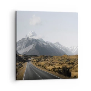 Schilderen op canvas - De weg naar het hart van de bergen - 70x70 cm