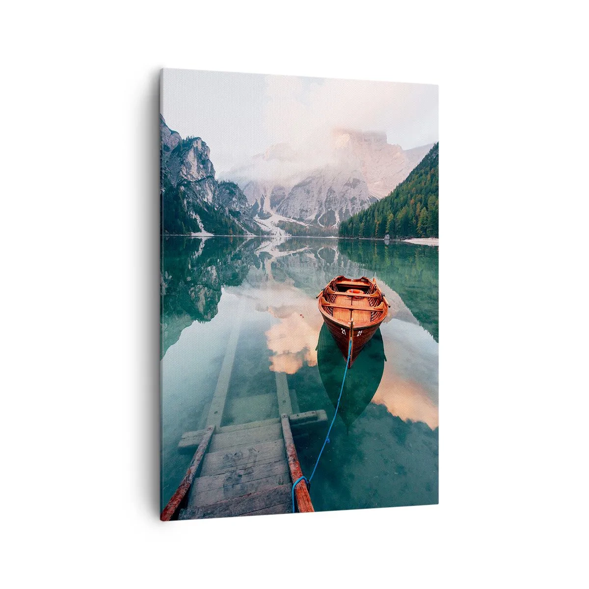 Schilderen op canvas - Vreedzame slaap van de bergen - 70x100 cm