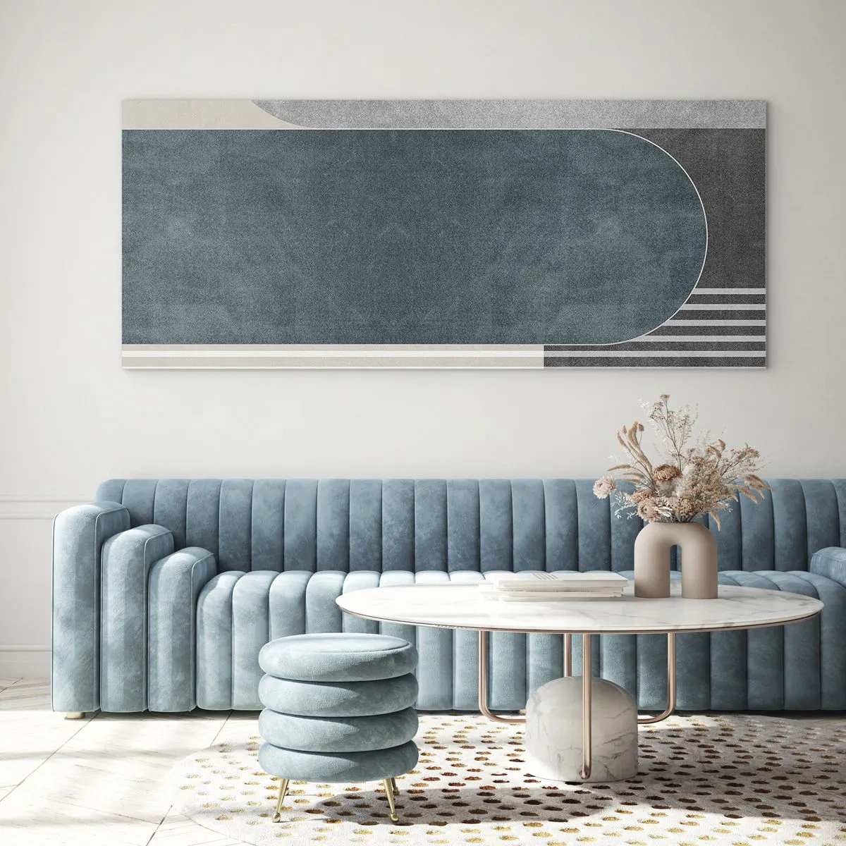 Schilderen op glas - Compositie op niveau - 160x50 cm