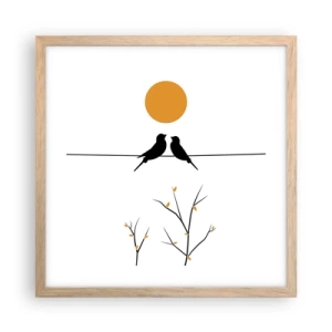 Een poster in een licht eiken lijst - Nachtegalen avond - 40x40 cm