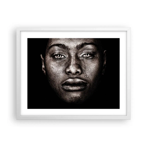 Poster in een witte lijst - een traan - 50x40 cm