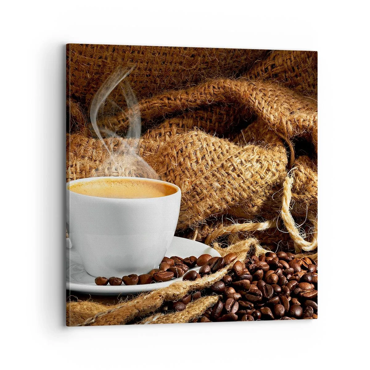 Schilderen op canvas - De geur van mokka en de dikte van de honingvloeistof - 70x70 cm