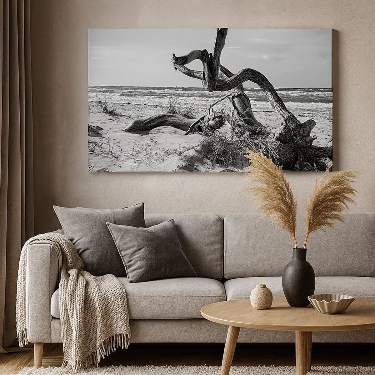 Schilderen op canvas - Zee sculptuur - 100x40 cm