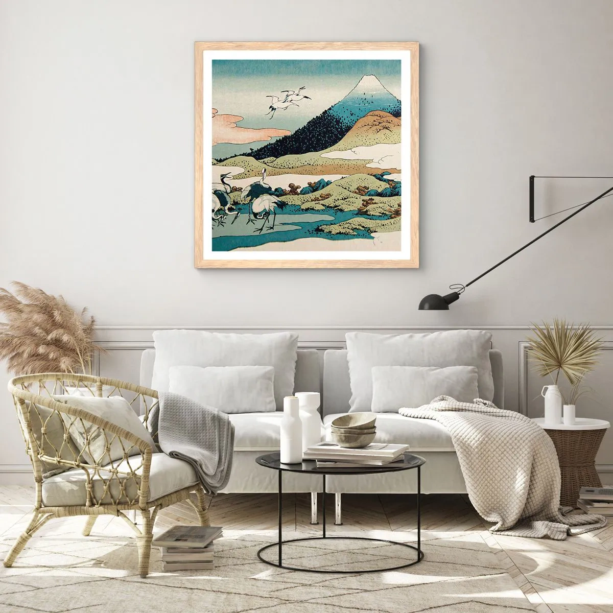 Een poster in een licht eiken lijst - In de Japanse geest - 40x40 cm