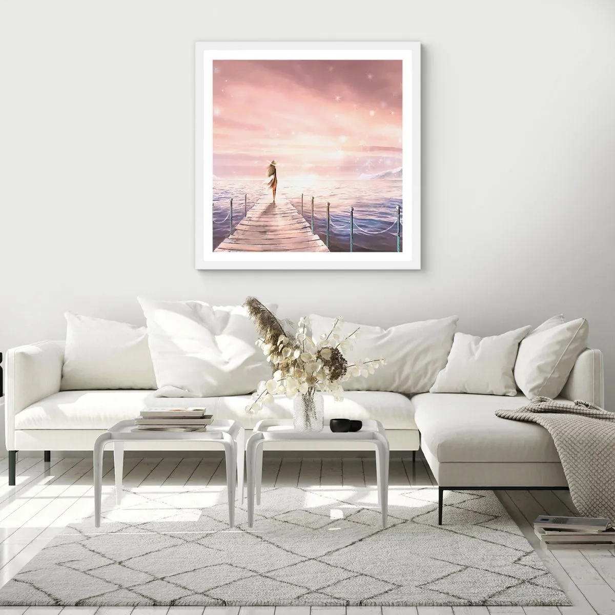 Poster in een witte lijst - In het licht van een droom - 30x30 cm
