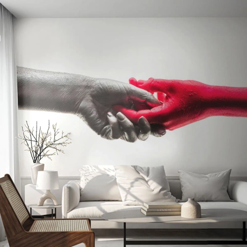 Fotobehang Premium Sand - Samen, hoewel anders - Menselijke handen, Hand, Abstractie - 250x175 cm