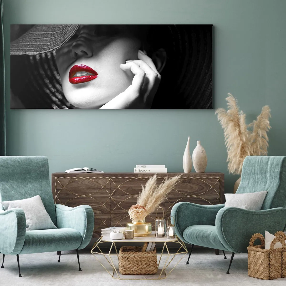 Schilderen op canvas - Een studie in scharlaken - 100x40 cm