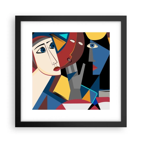 Poster in een zwarte lijst - Een gesprek tussen kubisten - 30x30 cm