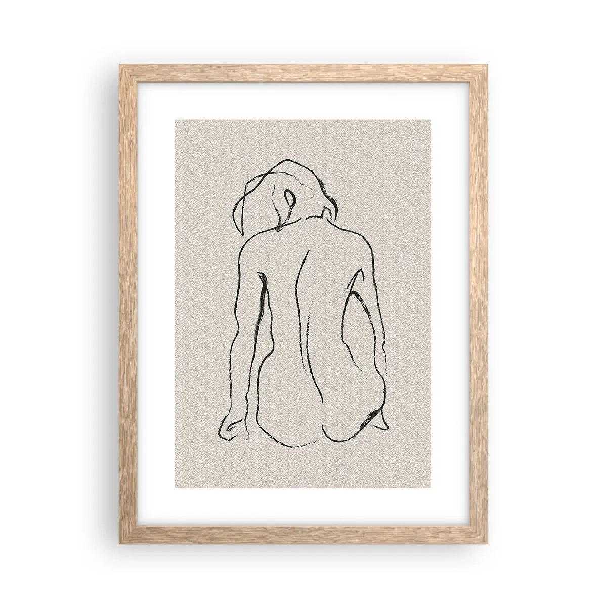 Een poster in een licht eiken lijst - Naakt meisje - 30x40 cm