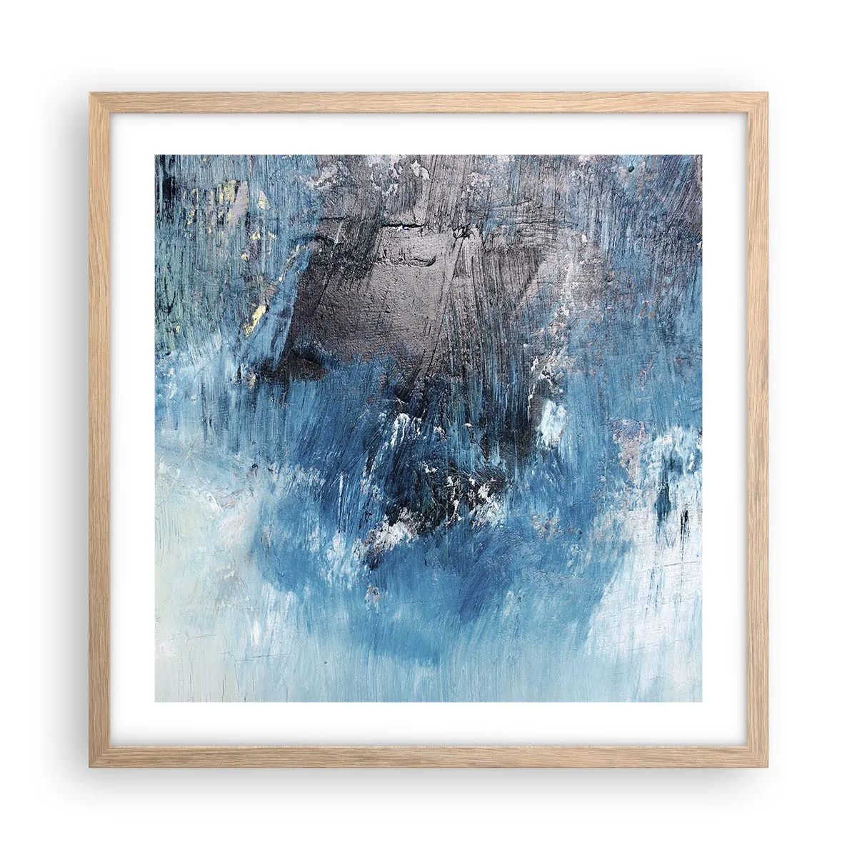 Een poster in een licht eiken lijst - Rhapsody in Blauw - 50x50 cm