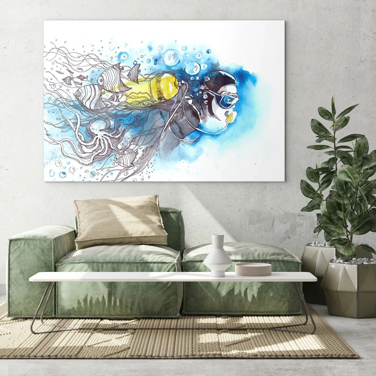 Schilderen op glas - Geweldig blauw - 100x70 cm