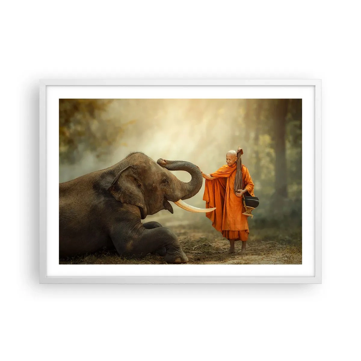 Poster in een witte lijst - Ontmoeting tijdens een reis - 70x50 cm