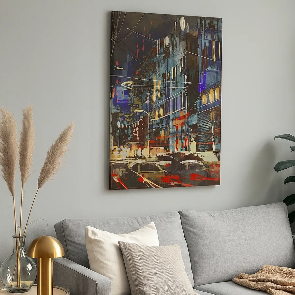 Schilderen op canvas - Avonddrukte op straat - 50x70 cm