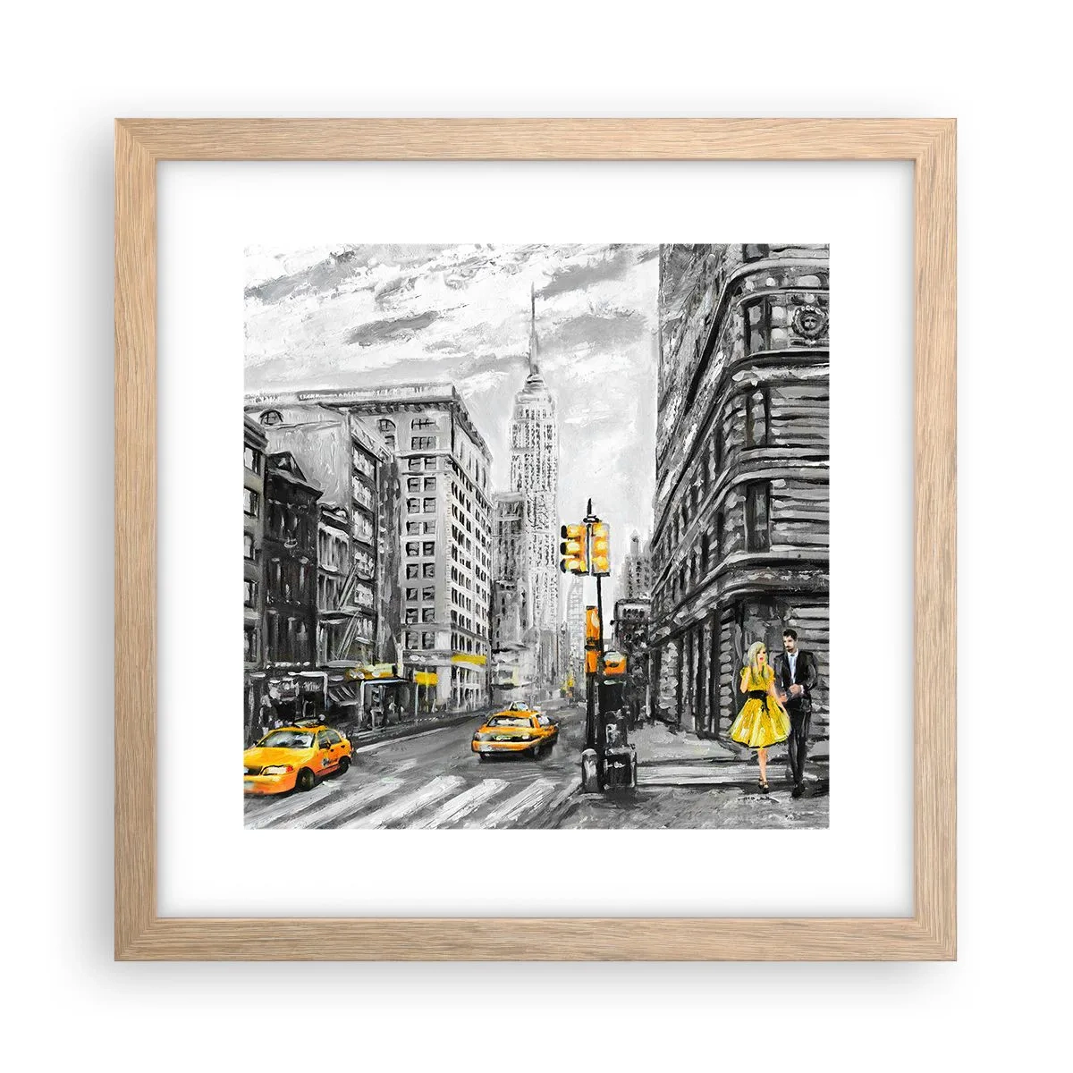 Een poster in een licht eiken lijst - Een verhaal uit New York - 30x30 cm