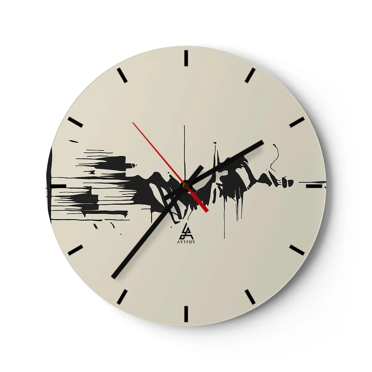 Wandklok - Klok - Zwart-wit abstractie met dynamische lijnen en vormen - 30x30cm - Overhaaste abstractie - Moderne wanddecoratie voor woonkamer, keuken en slaapkamer ARTTOR