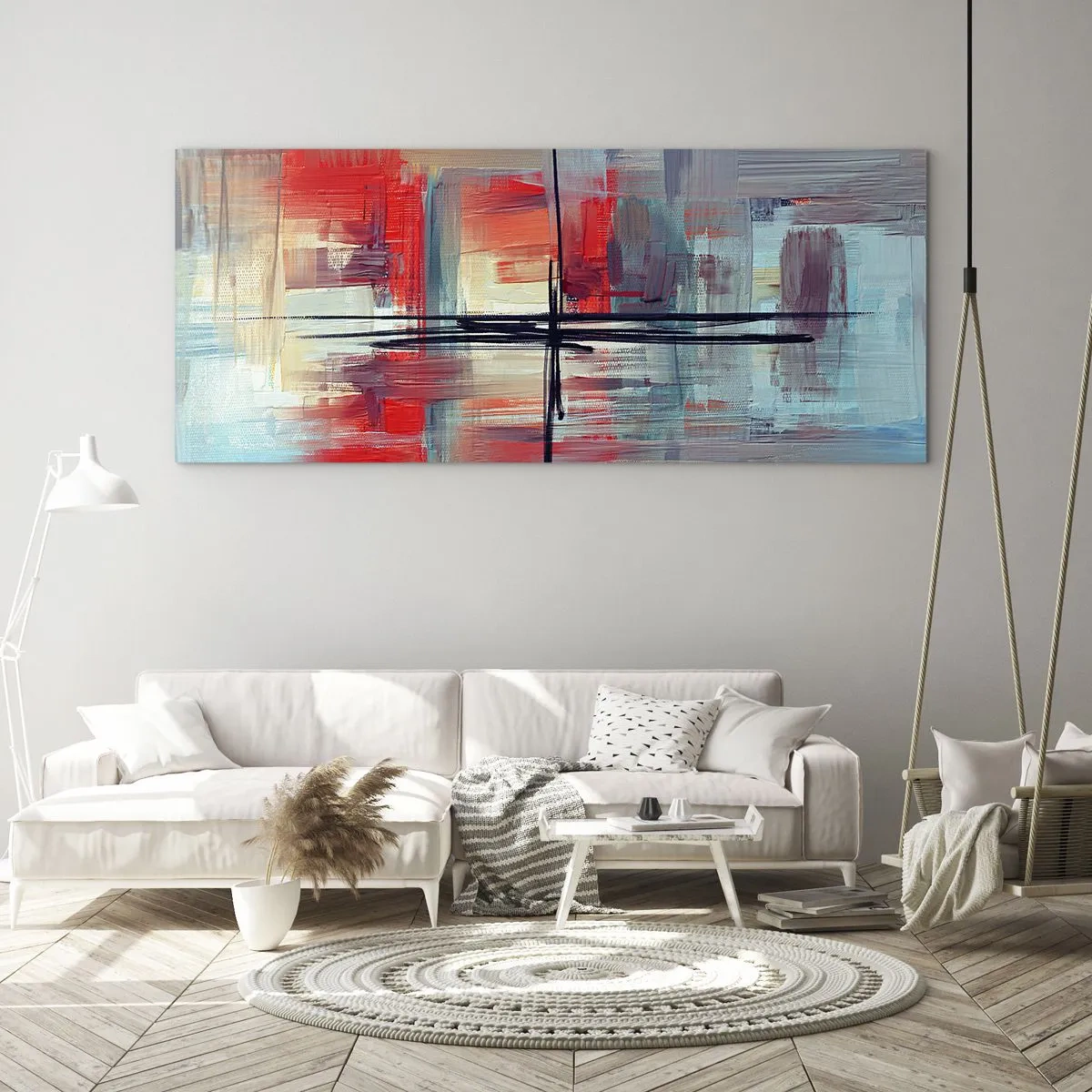 Schilderen op glas - Een landschap in een onbekende dimensie - 100x40 cm