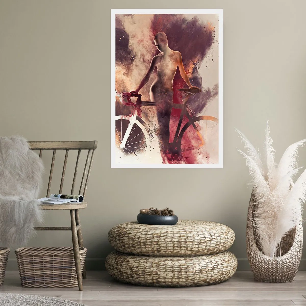 Poster - Een fietsziel in marmeren vormen - 70x100 cm