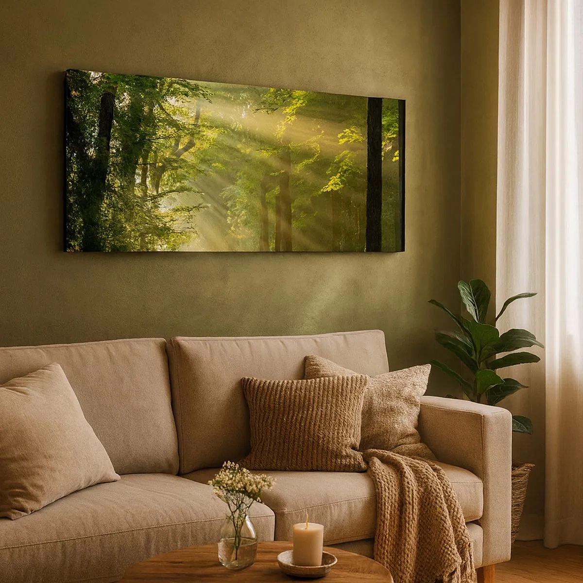 Schilderen op canvas - Bosmoment - 100x40 cm