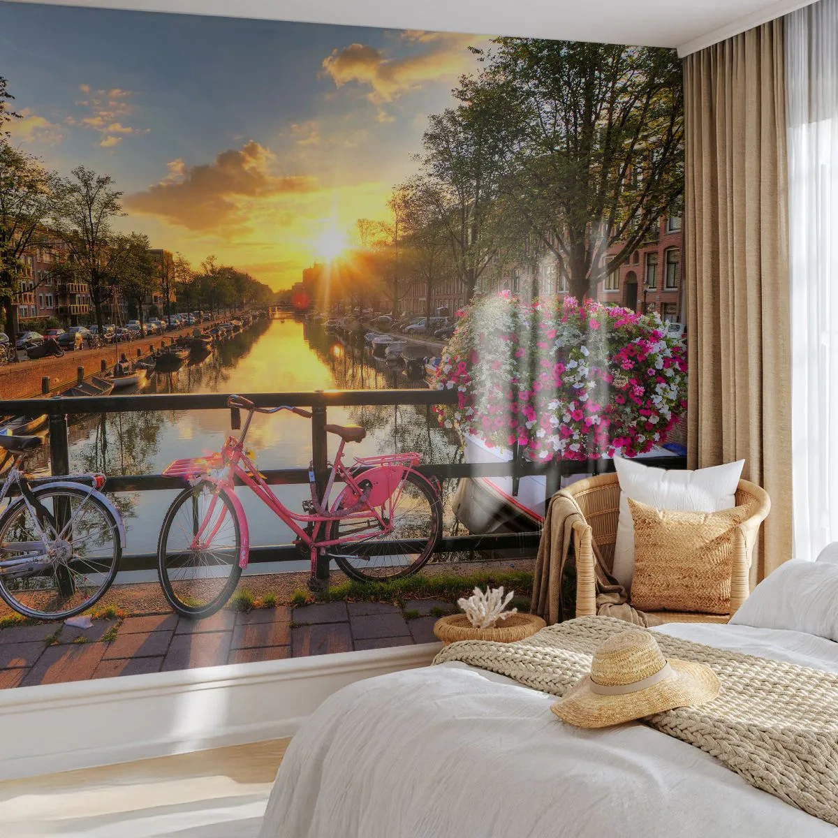 Zelfklevend Fotobehang Deluxe Sticker - Lenteochtend in Amsterdam - Stad, Amsterdam, Architectuur - 250x175 cm