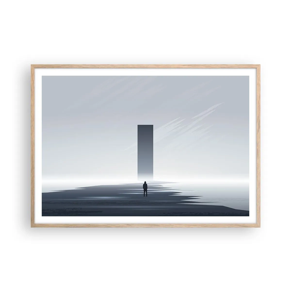 Een poster in een licht eiken lijst - Kans of bedreiging? - 100x70 cm