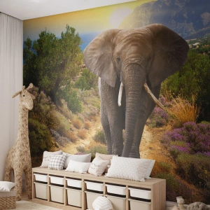 Fotobehang op maat Premium Canvas - Zo zag Eden eruit - Dieren, Olifant, Safari