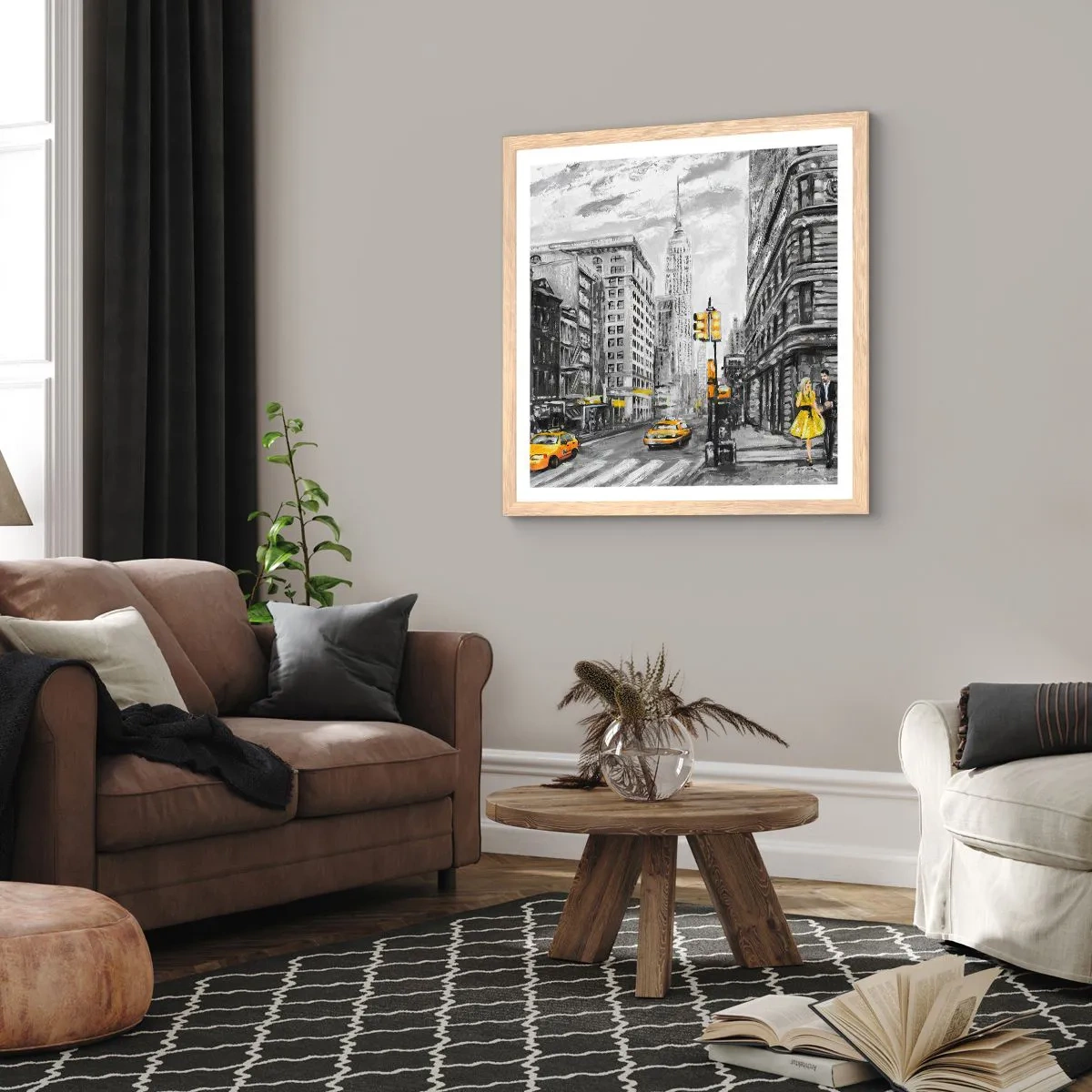 Een poster in een licht eiken lijst - Een verhaal uit New York - 30x30 cm