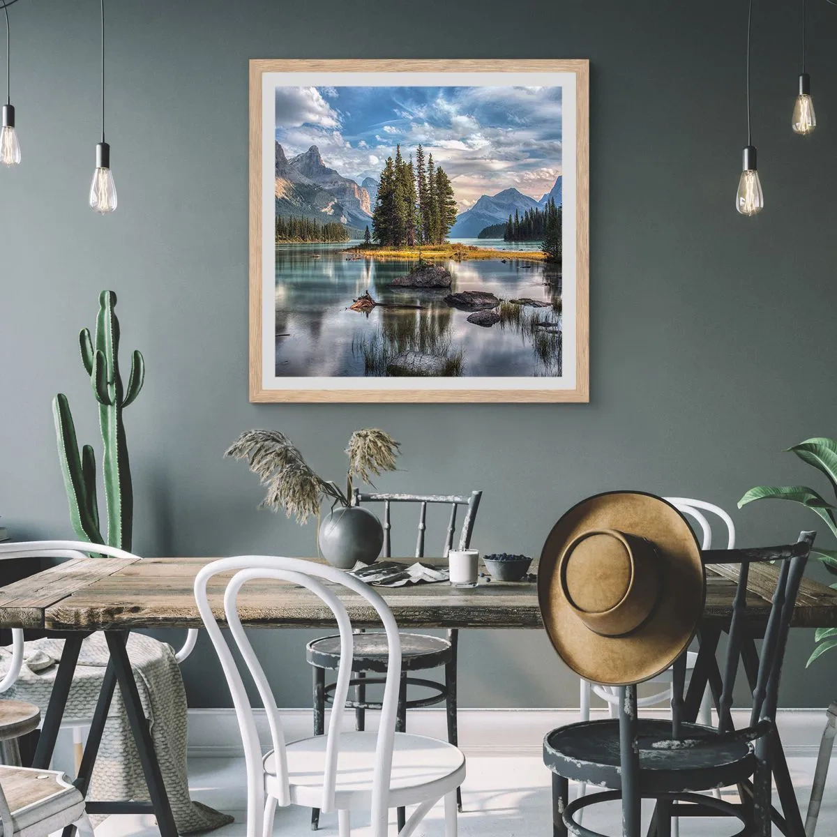 Een poster in een licht eiken lijst - Aan het grote en schone water ... - 60x60 cm