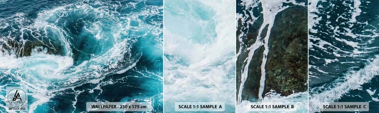 Fotobehang Monster Zelfklevend Deluxe Sticker - De poort naar het binnenste van de aarde - Zee, Abstractie, Deel - 100x30 cm