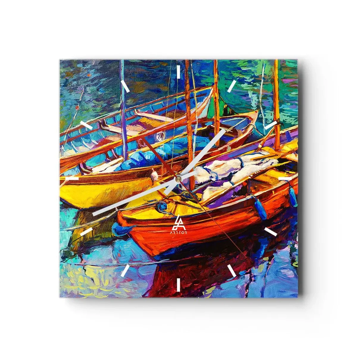 Wandklok - Klok - Op water vol met kleuren - 40x40 cm