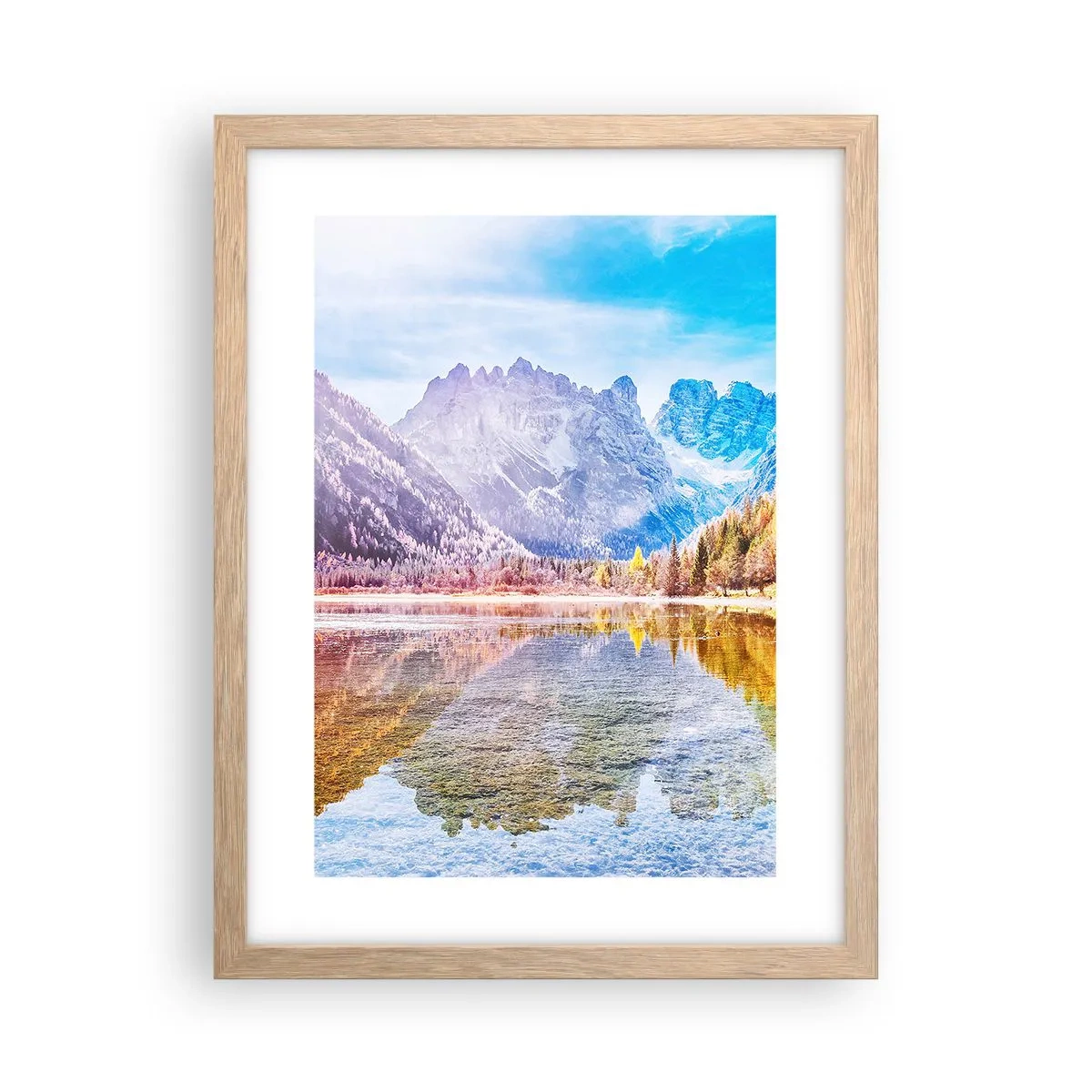 Een poster in een licht eiken lijst - En het is al herfst in de bergen - 30x40 cm
