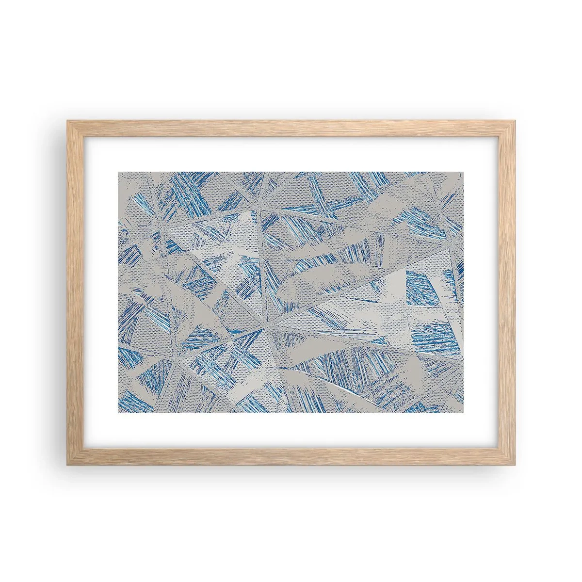 Een poster in een licht eiken lijst - In een blauwgrijs labyrint - 40x30 cm