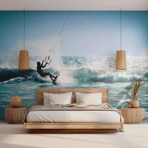 Fotobehang Premium Canvas - Laat je meeslepen - Sport, Kitesurfen, Zee - 250x175 cm