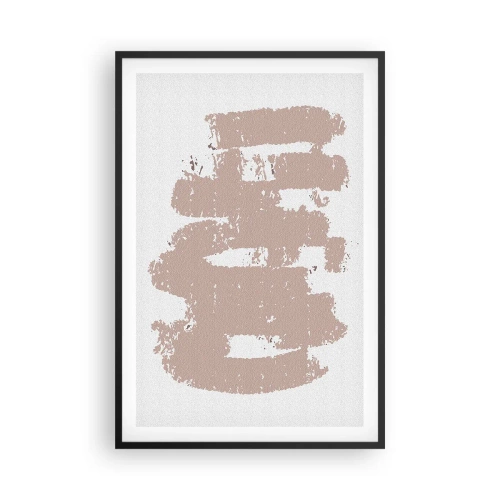 Poster in een zwarte lijst - Abstractie in zachtroze - 61x91 cm
