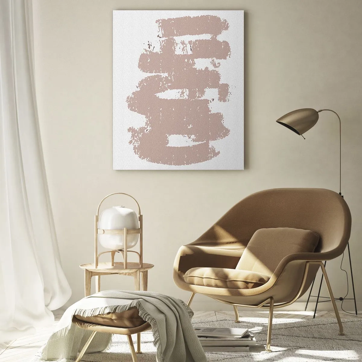 Schilderen op glas - Abstractie in zachtroze - 50x70 cm