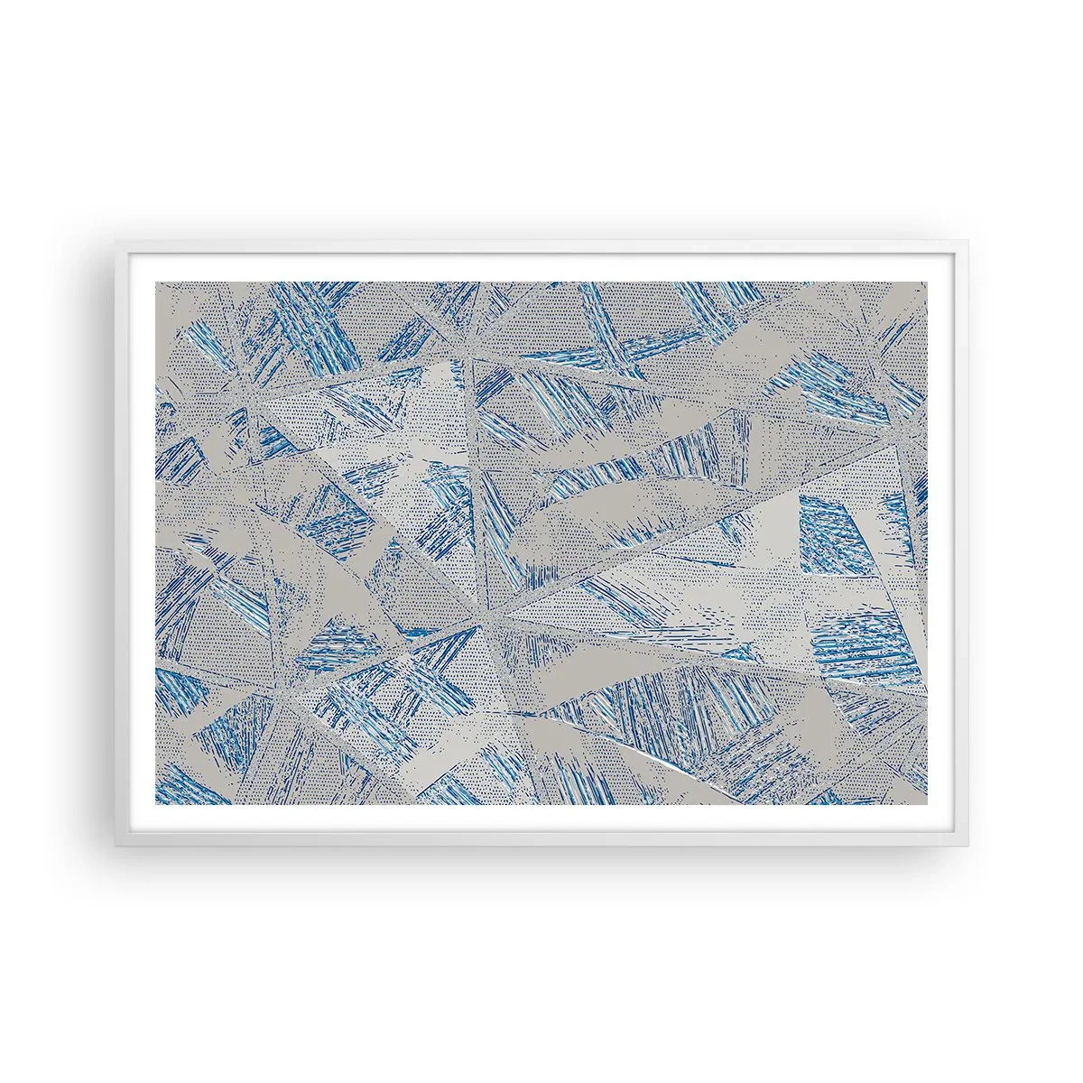 Poster in een witte lijst - In een blauwgrijs labyrint - 100x70 cm