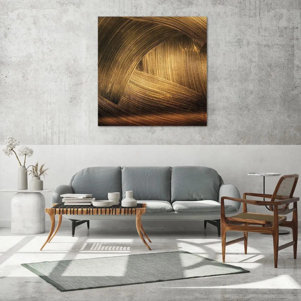 Schilderen op glas - In een gouden doolhof - 50x50 cm