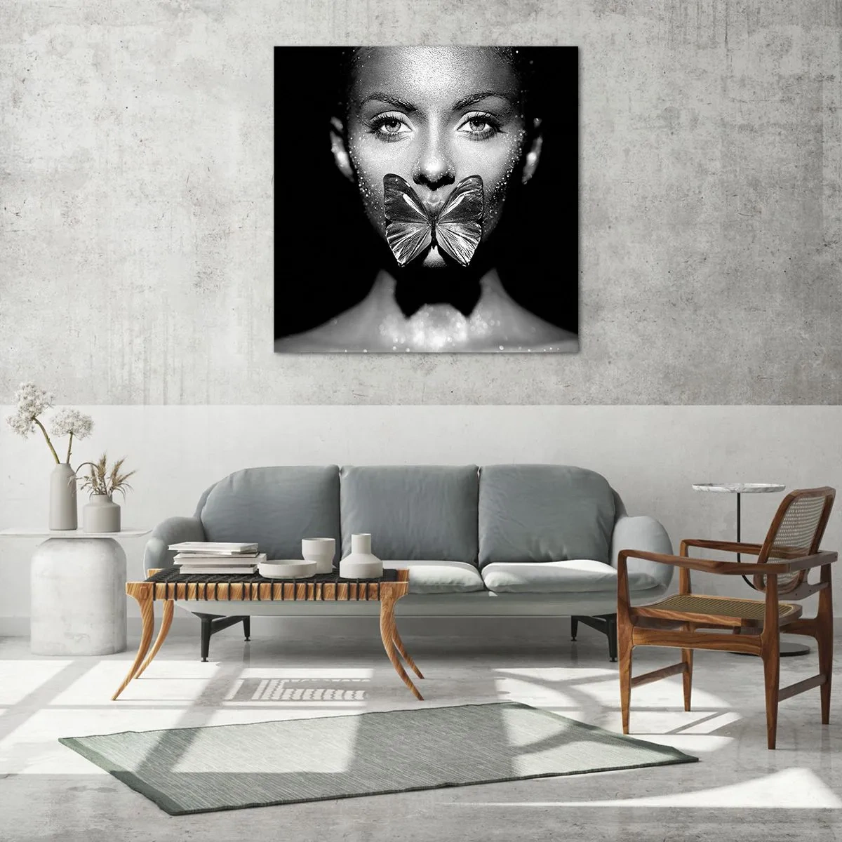 Schilderen op glas - Vlinder kus - 50x50 cm