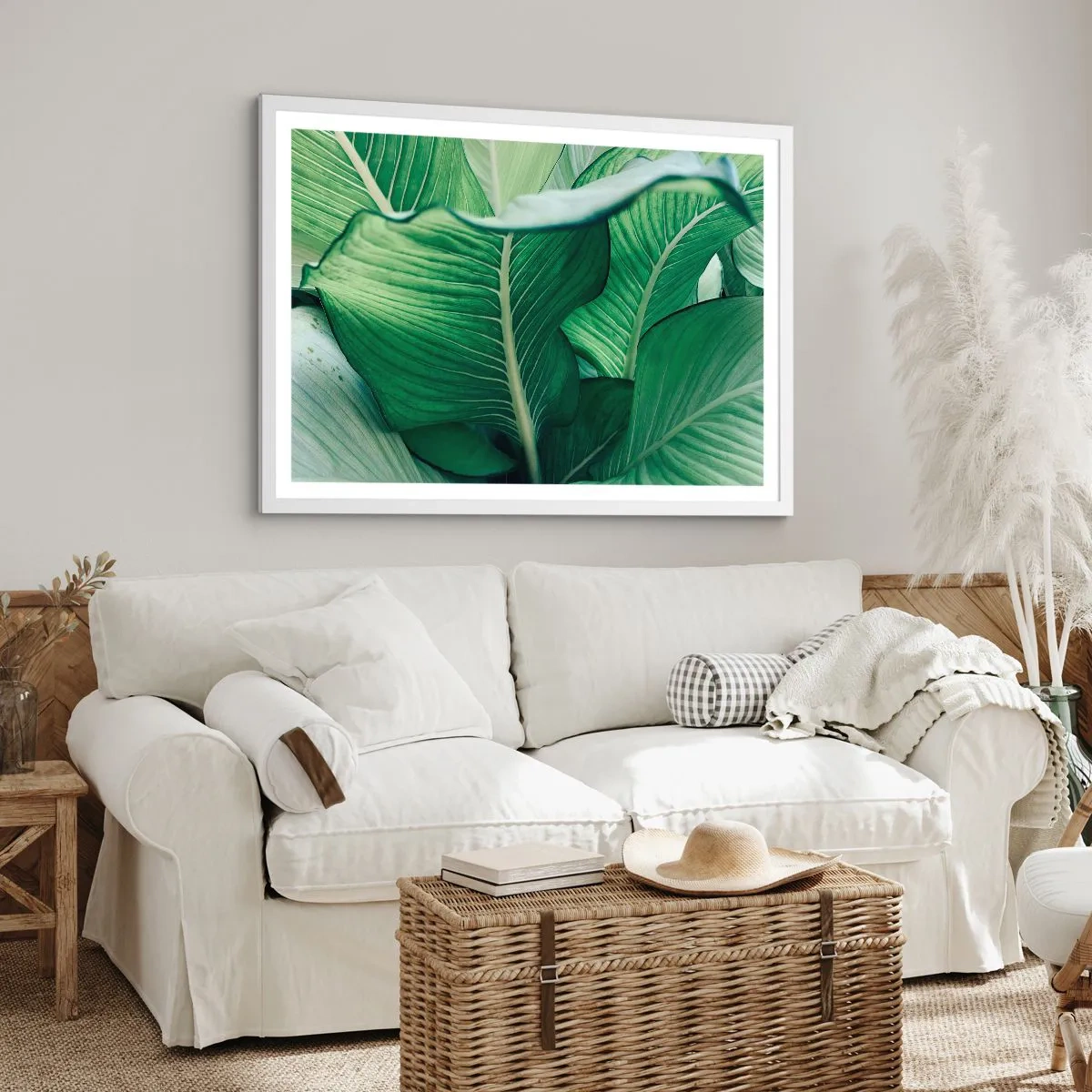Poster in een witte lijst - Intens groen leven - 100x70 cm