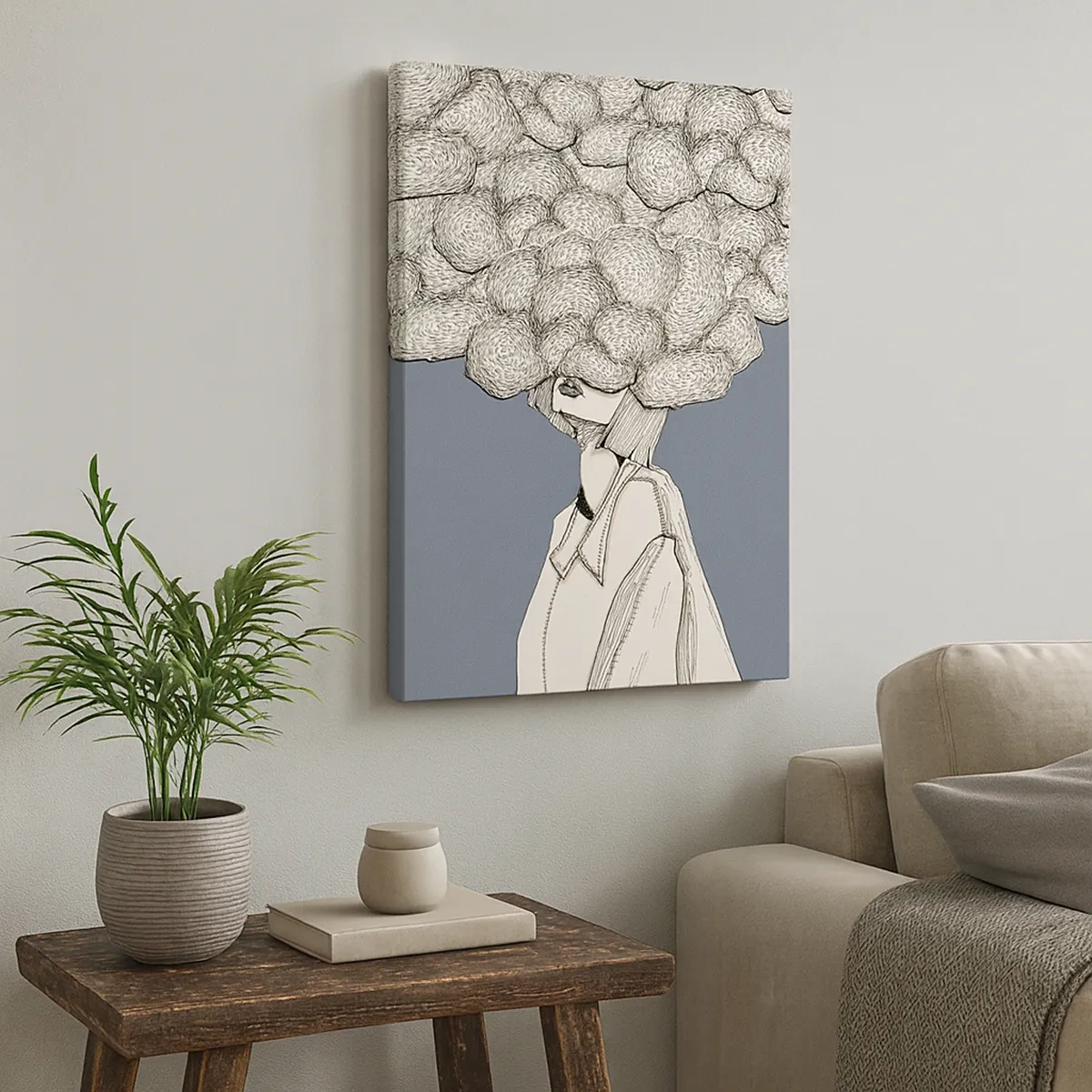 Schilderen op canvas - Met hoofd in de wolken - 50x70 cm