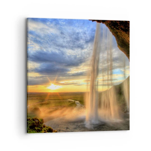 Schilderen op canvas - De wereld achter een sluier van druppels - 70x70 cm