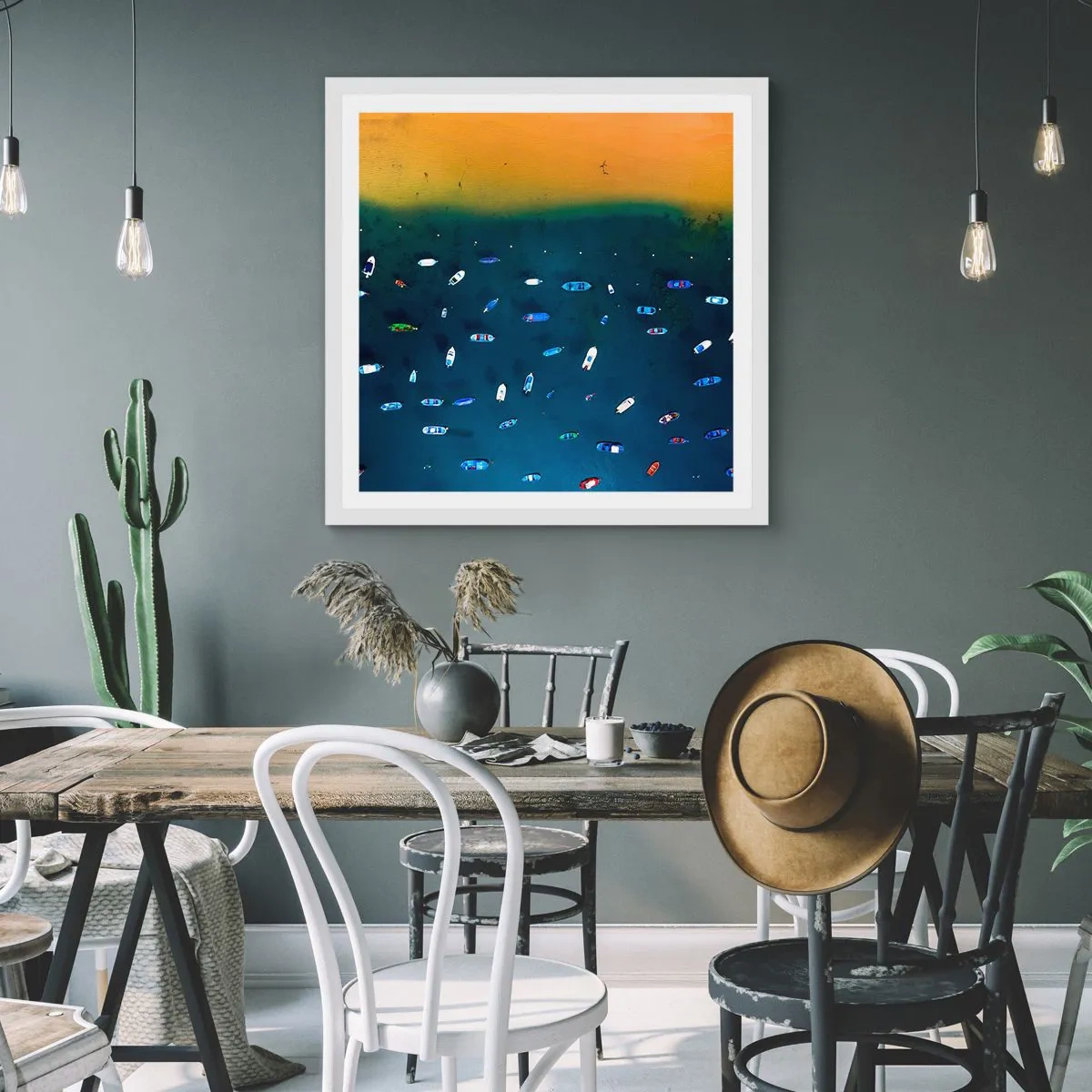 Poster in een witte lijst - Vakantie spel - 30x30 cm