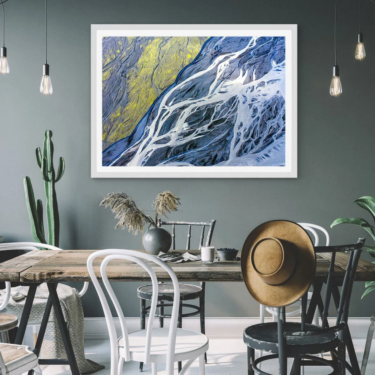 Poster in een witte lijst - Rotstekeningen van de natuur - 50x40 cm