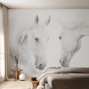 Fotobehang Premium Sand - Is dit vriendschap...? - Paarden, Natuur, Dieren - 300x210 cm