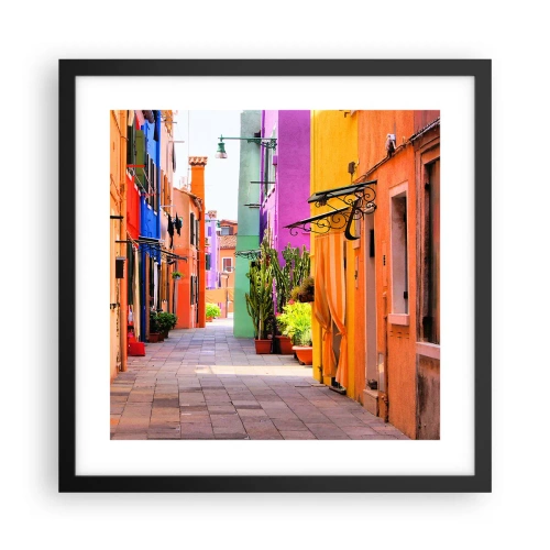 Poster in een zwarte lijst - Regenboogsteeg - 40x40 cm
