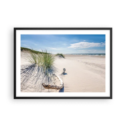 Poster in een zwarte lijst - De mooiste zandstrand? Oostzee-strand - 70x50 cm
