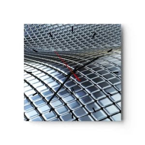 Wandklok - Klok - Metallic zilveren golf - 30x30 cm